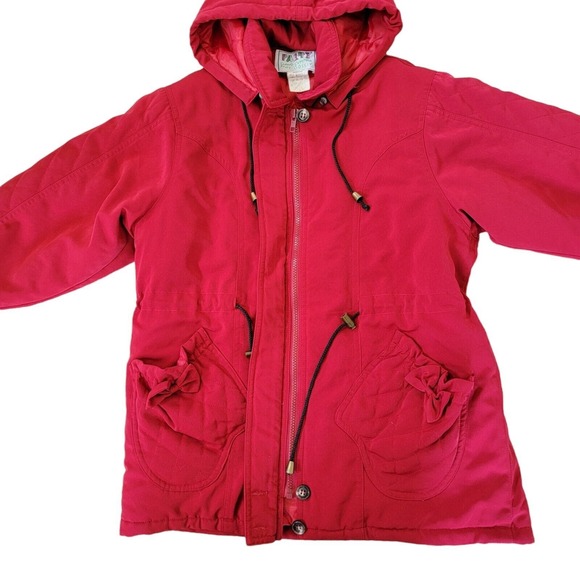 Vintage Girls Winter Coat Size 5 Sailor Moon Patches Red Hood Double Sided Anime - Picture 11 of 14